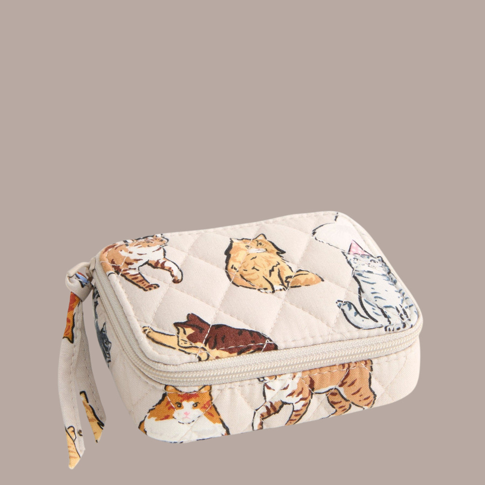 New Vera Bradley Travel Pill Box A Cats Life Beige